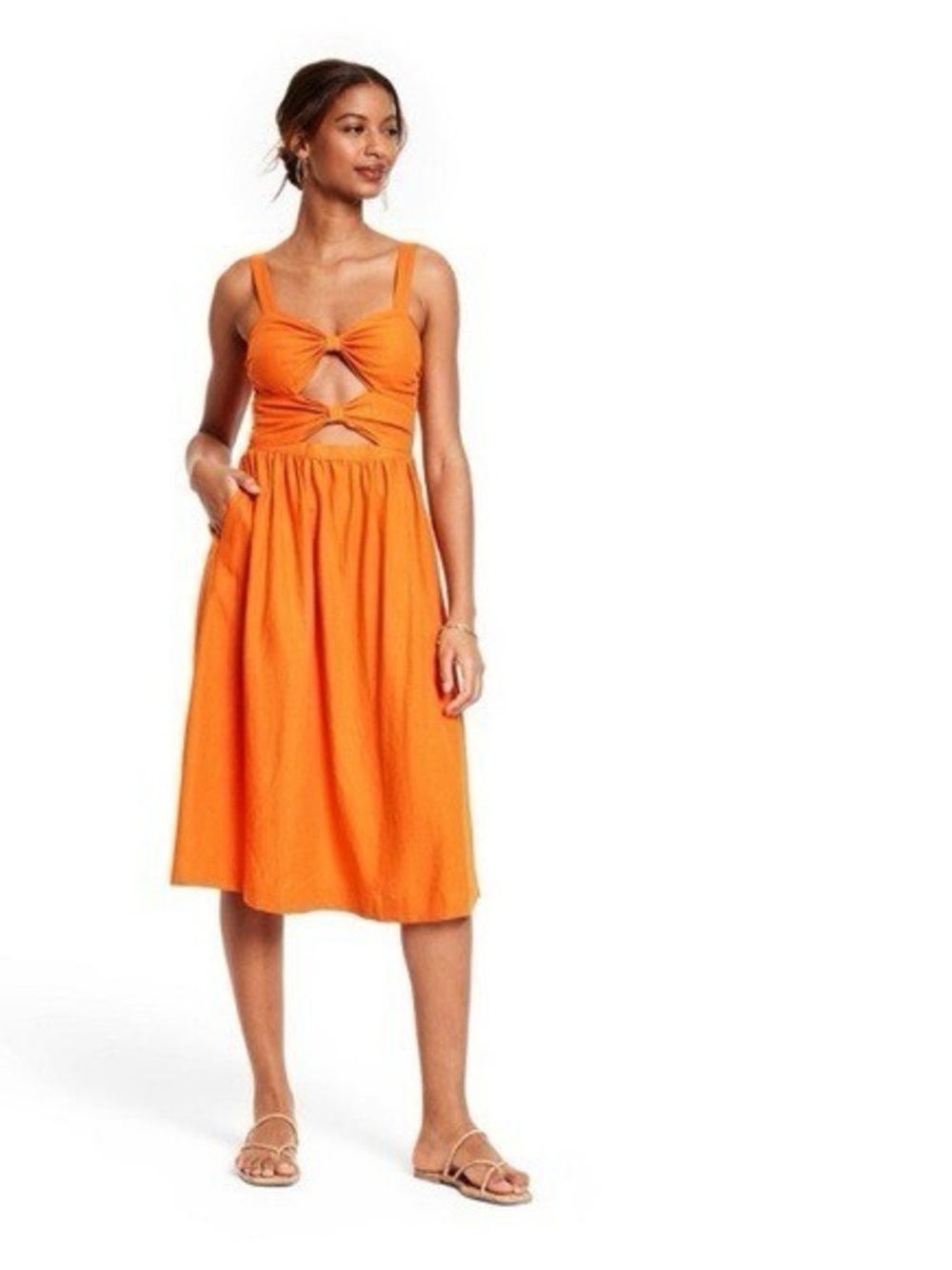 Fe Noel x Target Orange Midi Dress with Front Cutouts